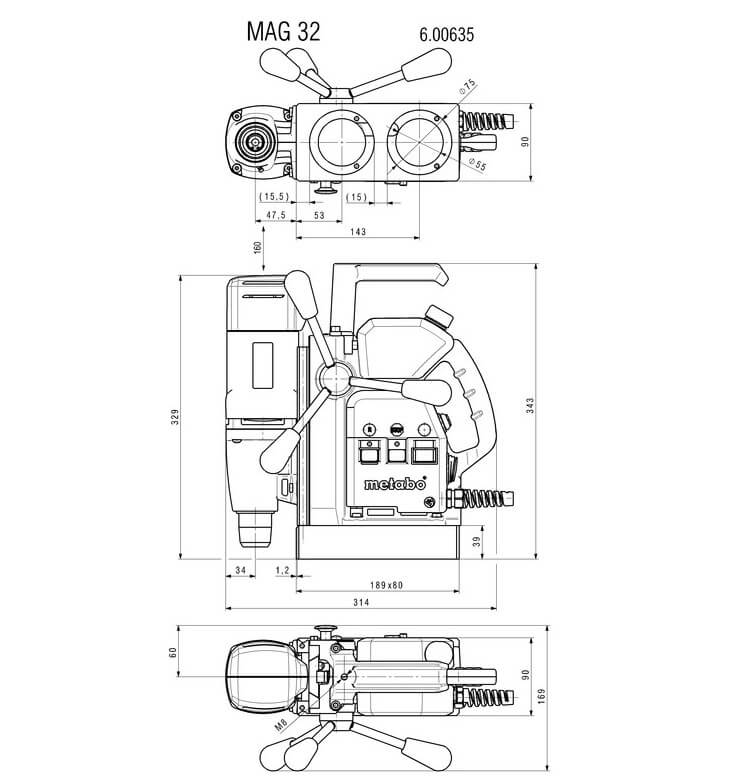 Дрель на магнитной подошве Metabo MAG 32 (600635500) Кейс