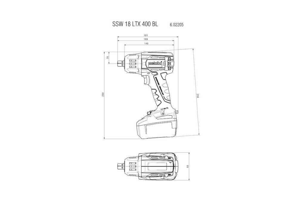 Гайковерт Metabo SSW 18 LTX 400 BL (602205890) 400Нм, 18В, КАРТОН, без АКБ и ЗУ 