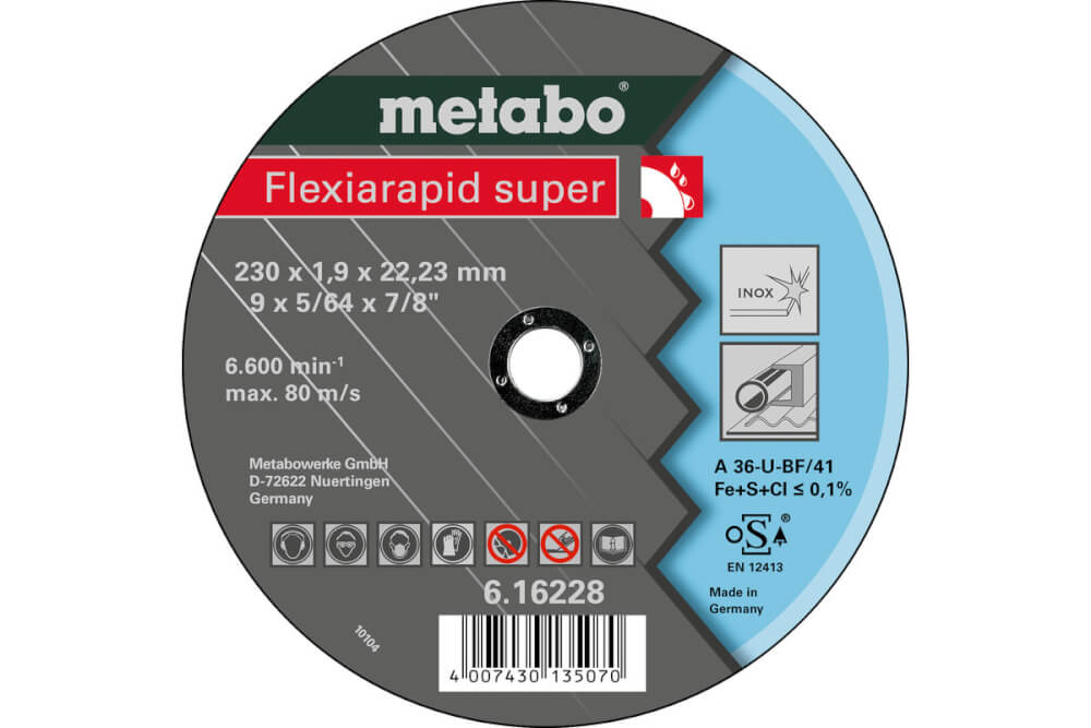 Круг отрезной по нержавейке METABO Flexiarapid S 230x22х1.9 мм (616228000)