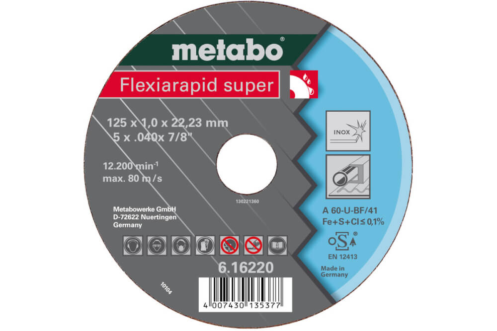 Круг отрезной по нержавейке METABO Flexiarapid S 115x22х1.0 мм (616216000)