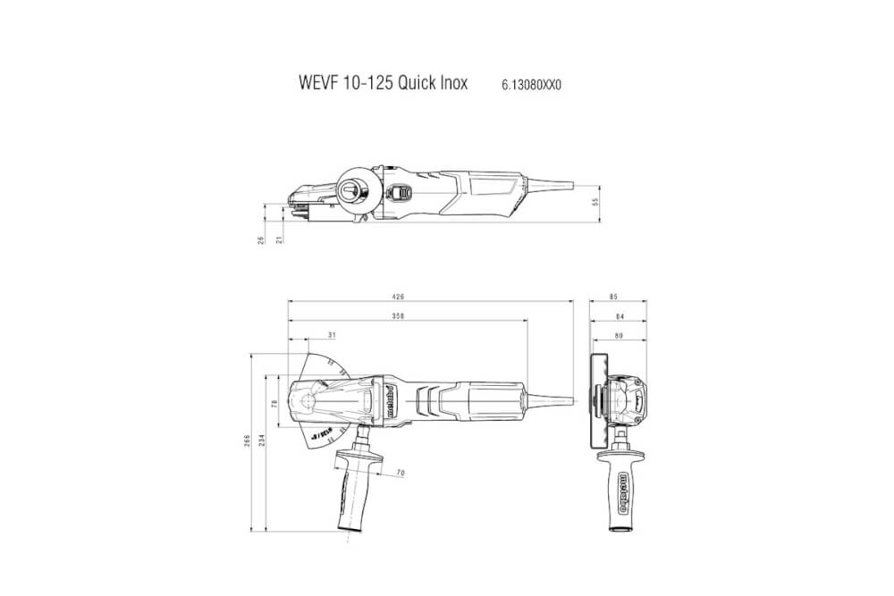 УШМ Metabo WEVF 10-125 Quick Inox Set (613080500) Ящик из лист. стали, оснастка