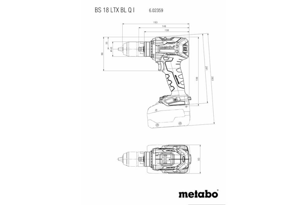 Шуруповерт Metabo BS18 LTX BL Q I (602359650) 18В, 2Х5.2АЧ, Бесщеточный, Кейс