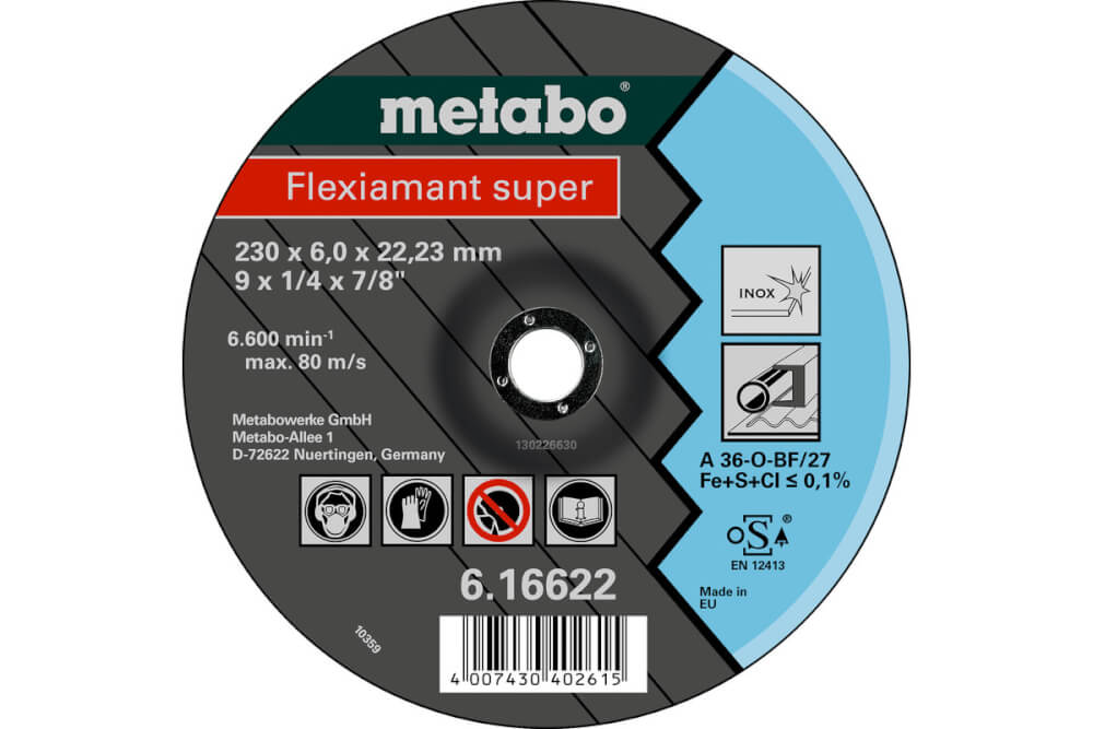 Круг шлифовальный по нержавейке METABO Flexiamant S 180x22х6.0 мм (616610000)