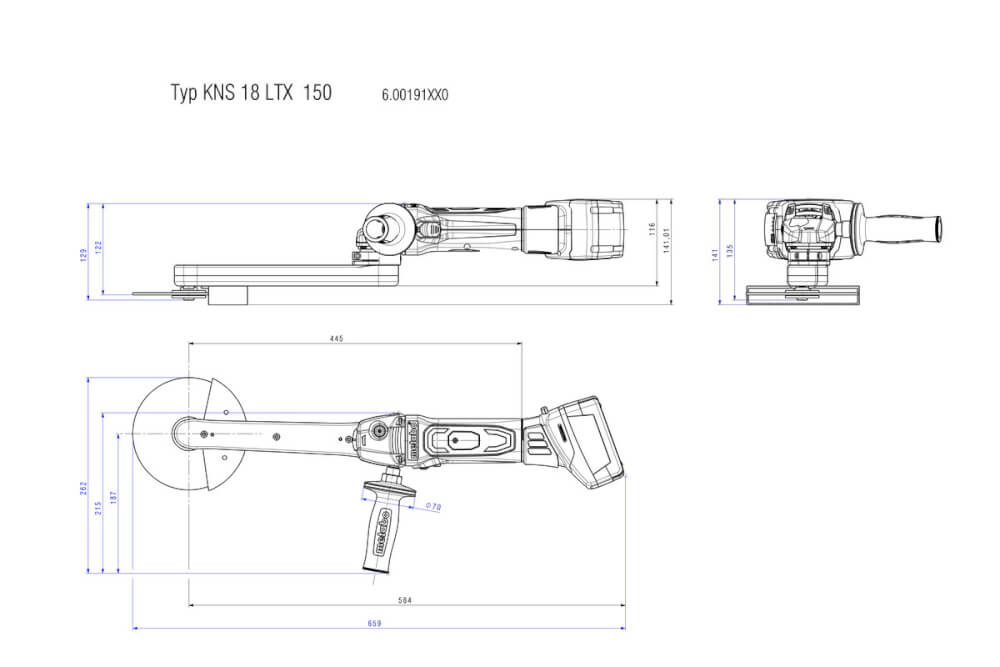 Шлифователь сварных швов акк. Metabo KNS 18 LTX (600191850) 18В,Без АКБ и ЗУ, Картон 