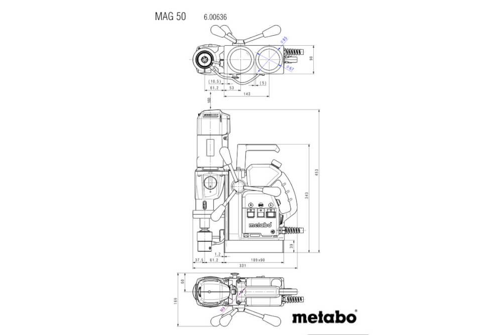 Дрель на магнитной подошве Metabo MAG 50 (600636500) Кейс