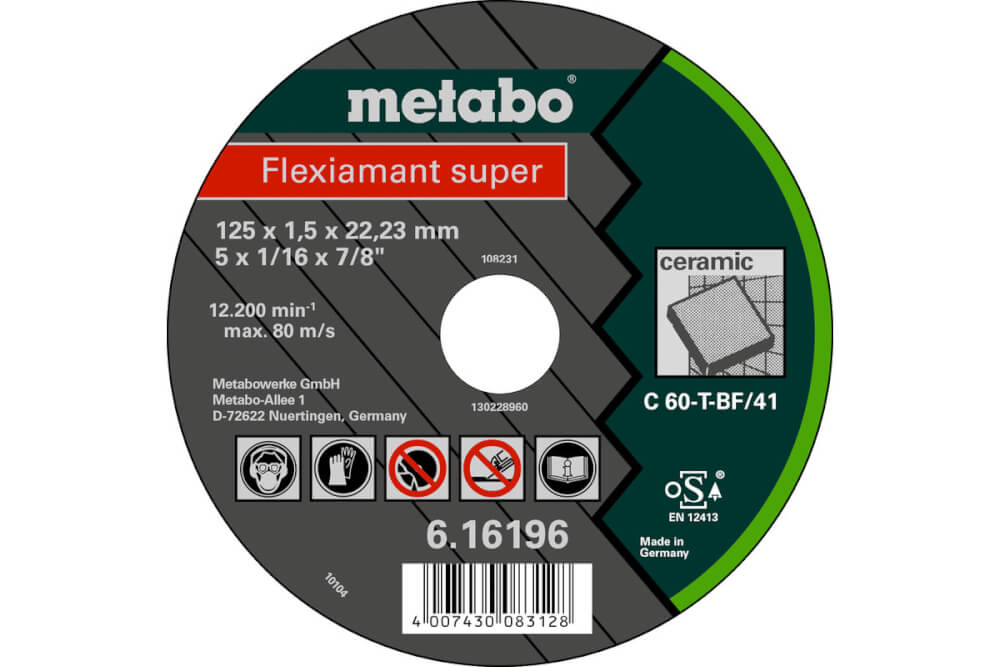 Круг отрезной по керамике METABO С60Т Flexiamant S 125х22х1.5 мм (616196000)