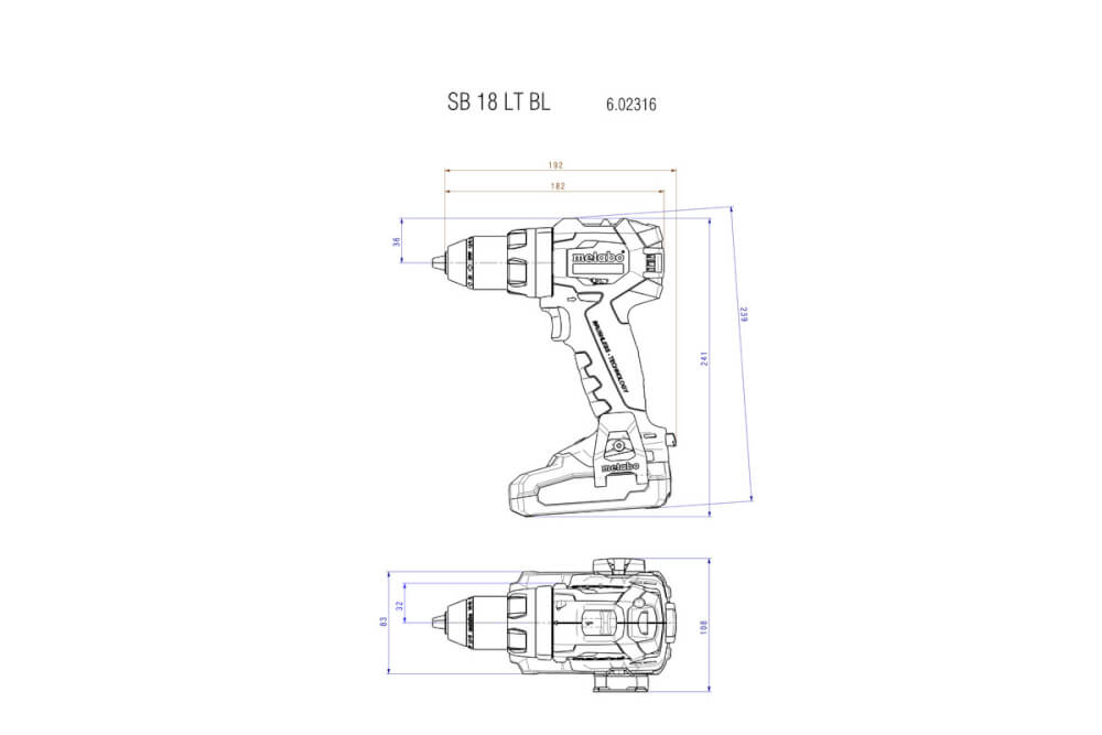 Шуруповерт ударный Metabo SB 18 LT BL (602316550) 18В, 2X2АЧ, Кейс