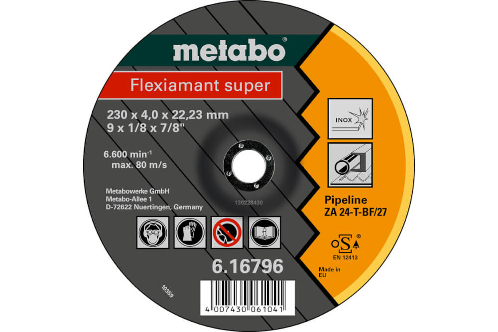 Круг шлифовальный для трубопроводов METABO Flexiamant S 180x22х4.0 мм (616795000)