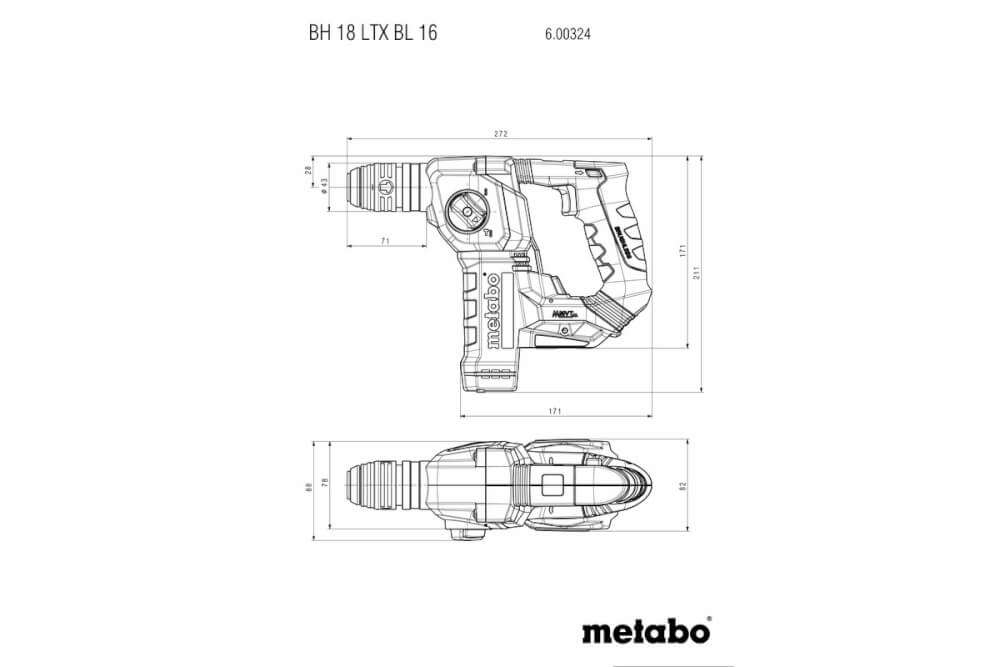 Перфоратор акк. Metabo BH 18 LTX BL 16 (600324500) 18В 2X2АЧ, Кейс