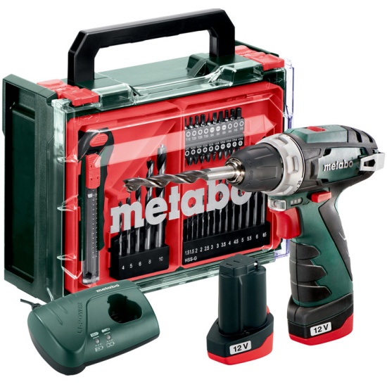 Дрель-шуруповерт Metabo POWERMAXX BS BASIC SET (600080710) [12В, 2x2,0 Ач,набор оснастки, кейс]