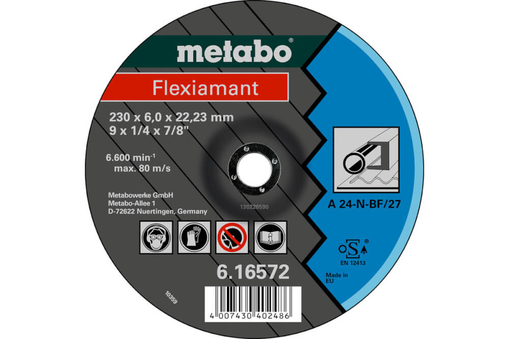 Круг шлифовальный по металлу METABO Flexiamant A24N 230x22х6.0 мм (616572000)