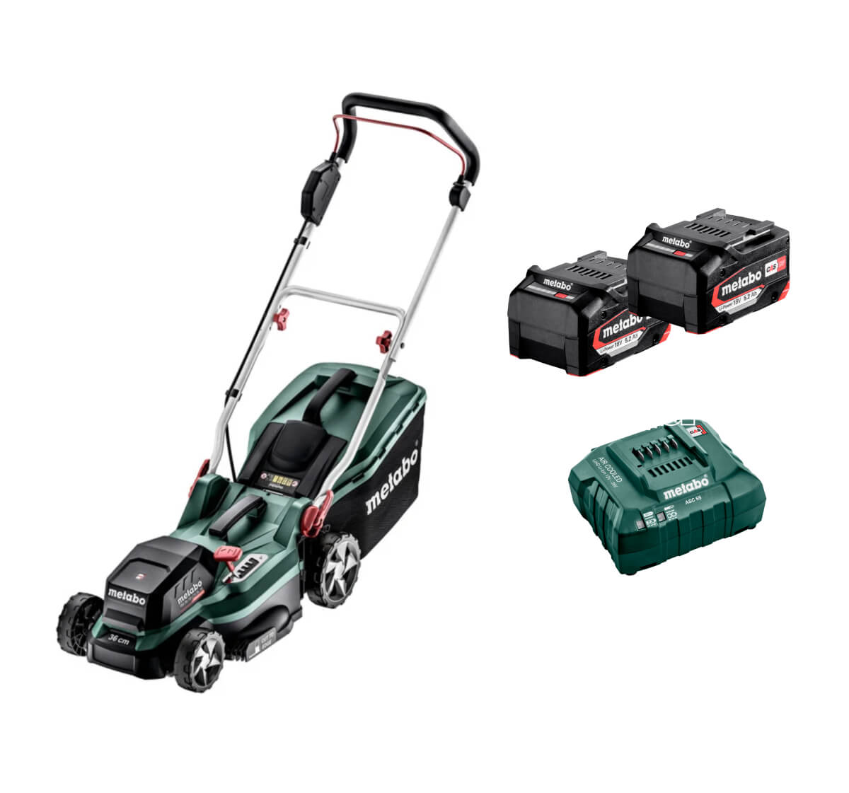 Газонокосилка аккумуляторная METABO RM 36-18 LTX BL 46 (T0525) [18В, 2х5,2 Ач, з/у]