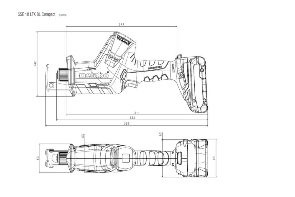 Пила сабельная аккумуляторная METABO SSE 18 LTX BL Compact Metalock без АКБ и ЗУ (602366840)