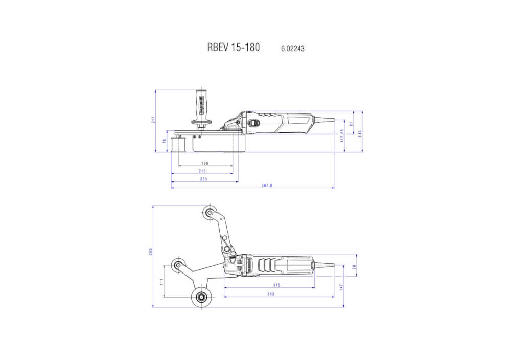 Шлифмашина ленточная для труб Metabo RBE 15-180 Set (602243500) Ящик из лист. стали