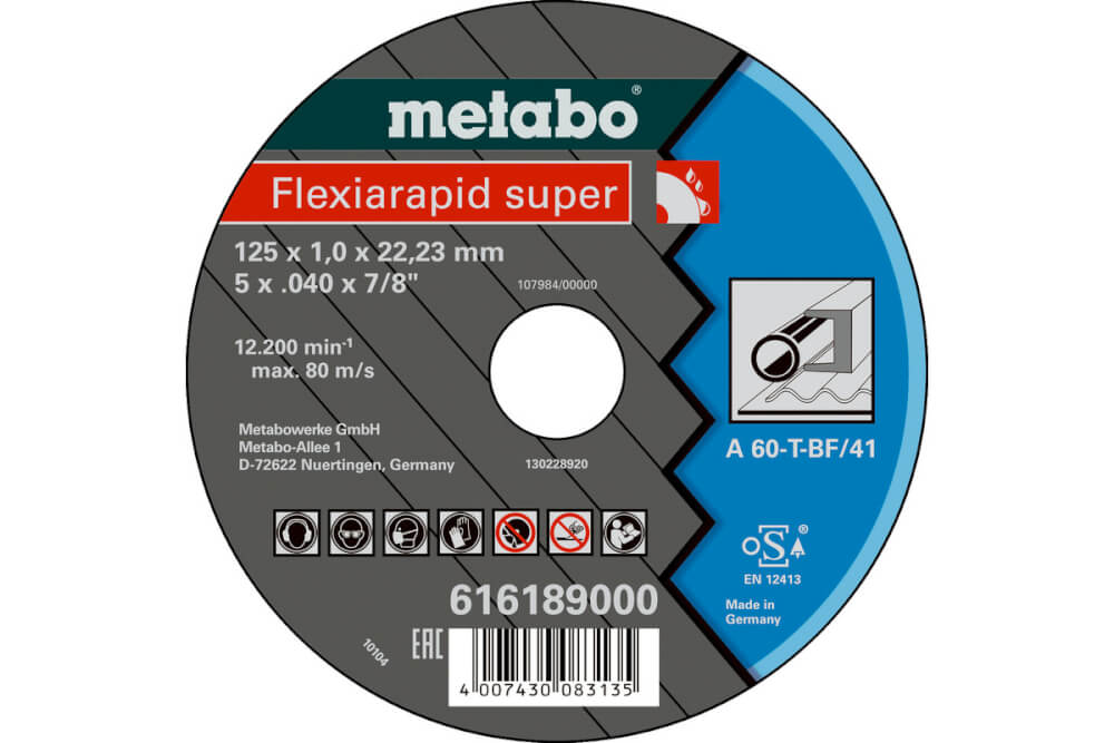 Круг отрезной по металлу METABO Flexirapid S 125x22х1.0 мм (616189000)