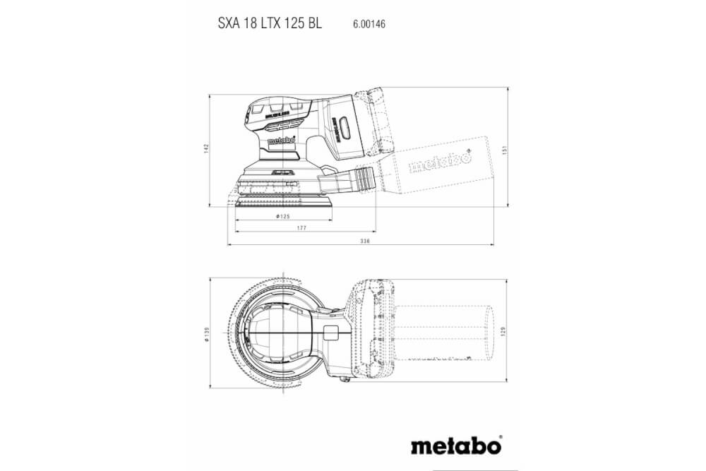 Шлифмашина эксцентриковая (орбитальная) аккумуляторная METABO SXA 18 LTX 125 BL без АКБ и ЗУ (600146850)