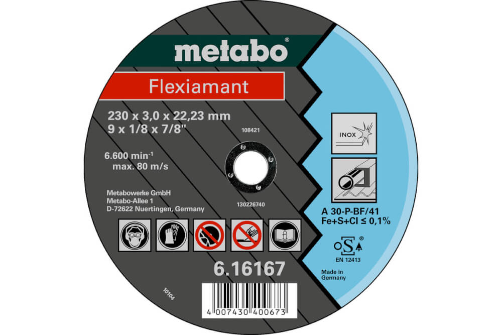 Круг отрезной по нержавейке METABO Flexiamant 115х22х3.0 мм, вогнутый (616741000)