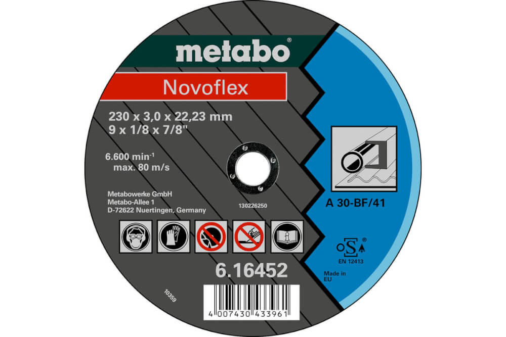Круг отрезной по металлу METABO Novoflex 230x22x3.0 мм (616452000)