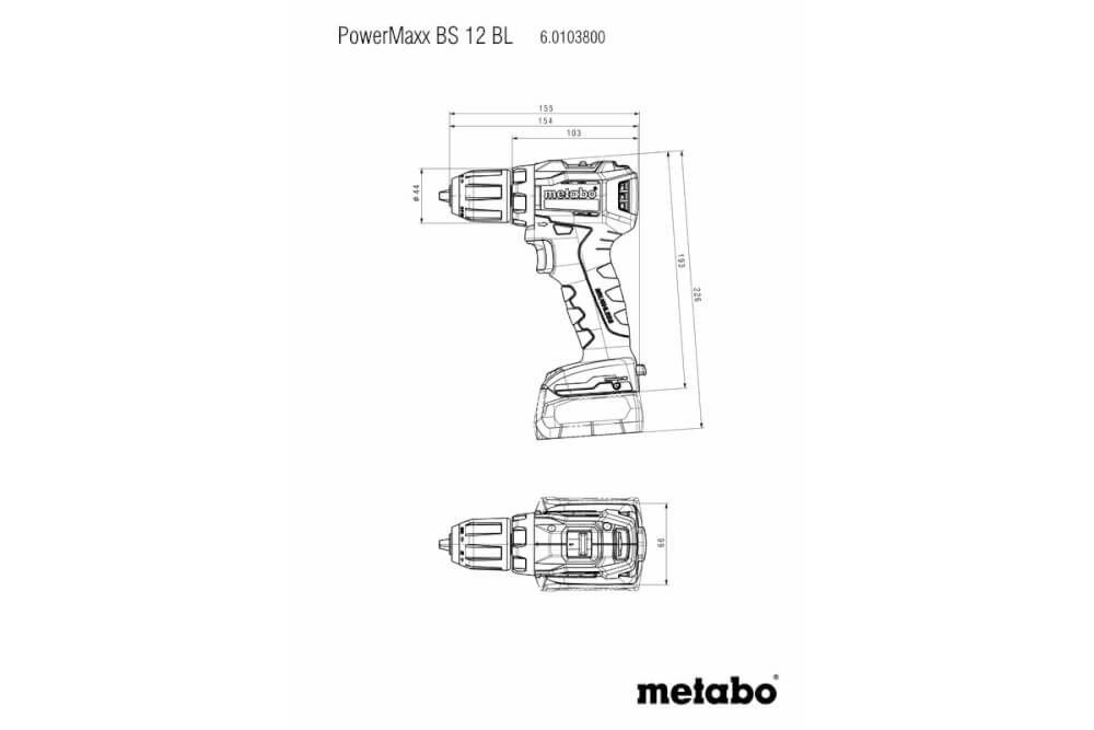 Шуруповерт Metabo PowerMaxx BS 12 BL (601038800) 12В, 2X4АЧ LIHD, Кейс
