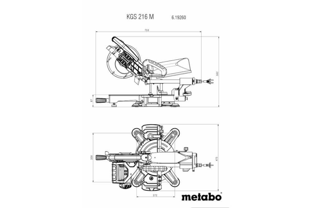 Пила торцовочная METABO KGS216M +линейка (T04102)