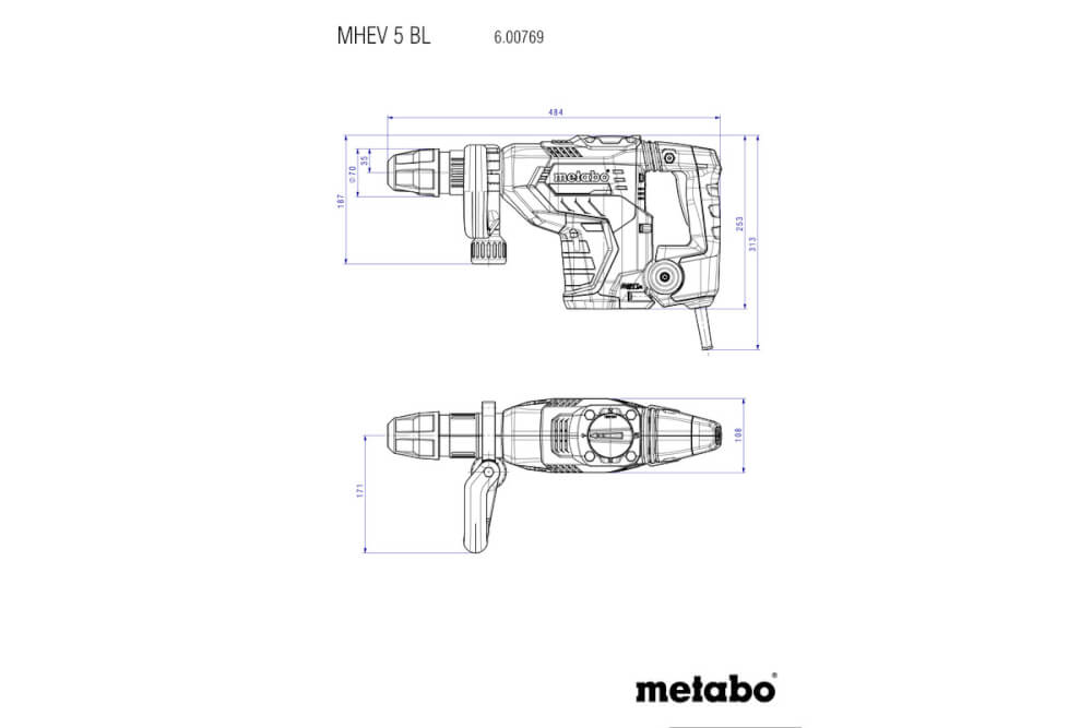 Отбойный молоток METABO MHEV 5 BL (600769500) Кейс